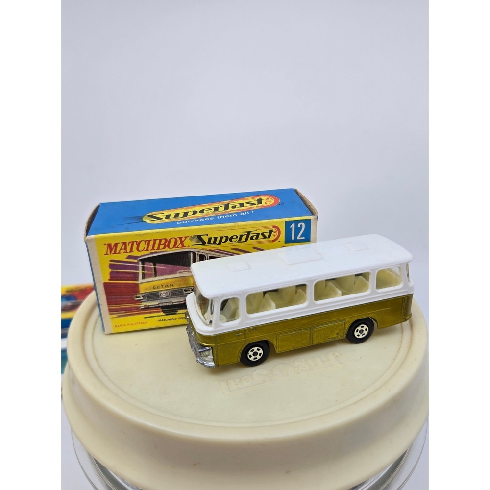 Vintage Matchbox Superfast No 12 Setra Coach Gold Lesney England Original Box